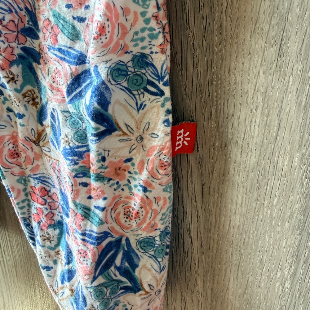 Magnetic Me Footie Sleeper Baby Girl 3-6M Pink Blue Floral Pajamas Shabby Chic - Picture 3 of 5